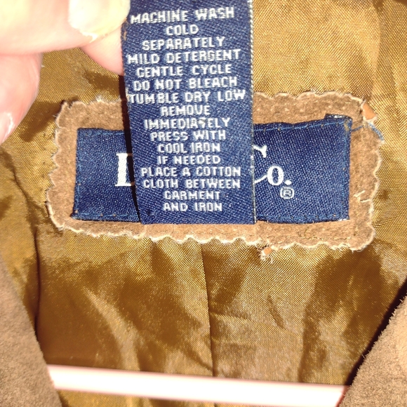 SOLD women's denim and co 100% leather shell fringe tan jacket button up small - Picture 8 of 11